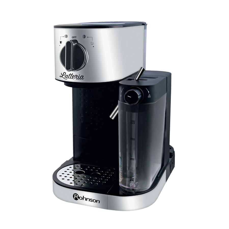 Espressor Rohnson R975, 1230W, 1.2l, 15 Bar, Sistem de spumare a laptelui, Argintiu/Negru